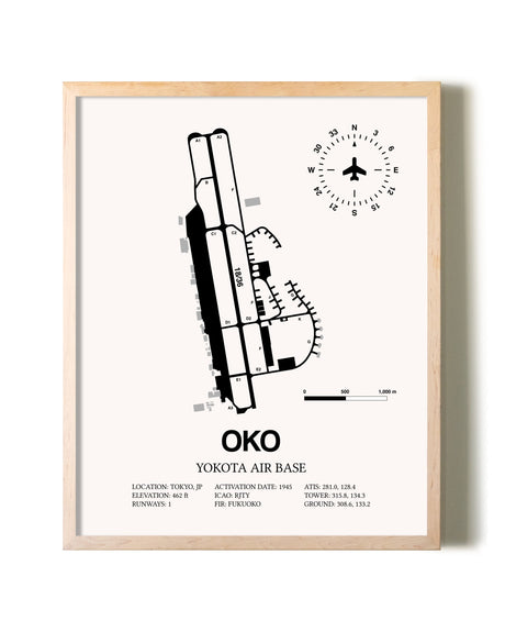 Yokota Air Base framed wall art in white frame