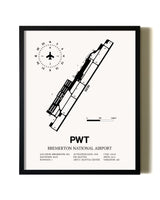 Framed Bremerton National Airport wall art poster in black frame