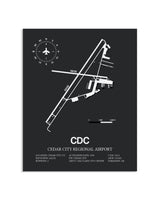 Gray Framed Cedar City Regional Airport layout wall art poster