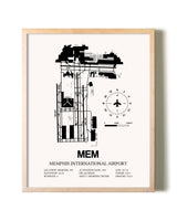 Memphis International Airport framed wall art in white frame