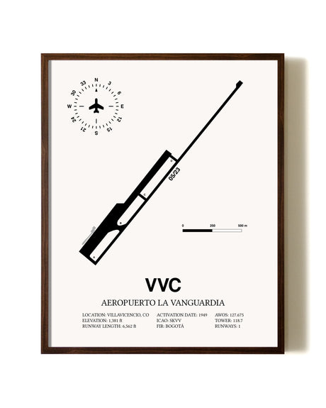 Aeropuerto La Vanguardia aviation print in walnut frame