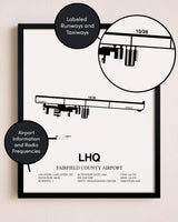 Framed Fairfield County Airport layout wall art poster