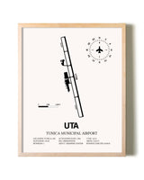 Tunica Municipal Airport framed wall art in white frame