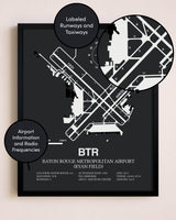 Baton Rouge Metropolitan Airport (Ryan Field) poster size comparison chart