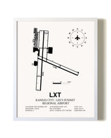 Kansas City / Lee's Summit Regional Airport airport map poster in oak frame