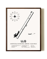 Monticello Municipal Airport / Ellis Field aviation print in walnut frame