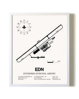 Enterprise Municipal Airport airport map poster in oak frame