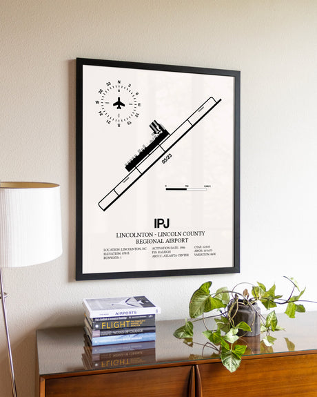 Lincolnton-Lincoln County Regional Airport aviation wall décor in black wood frame