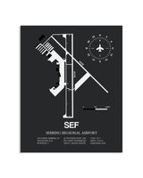 Gray Framed Sebring Regional Airport layout wall art poster