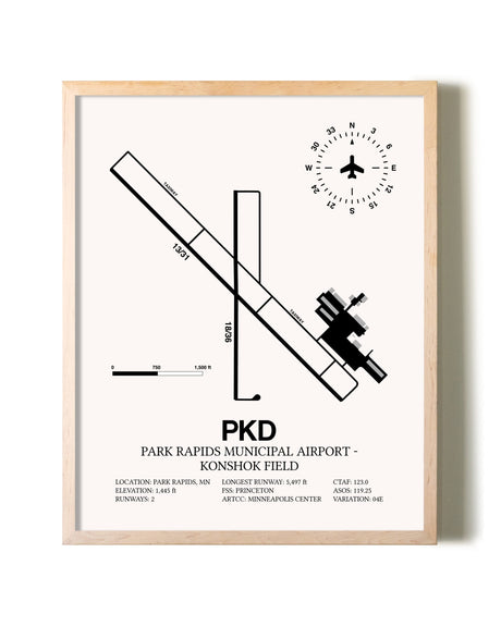 Park Rapids Municipal Airport-Konshok Field framed wall art in white frame