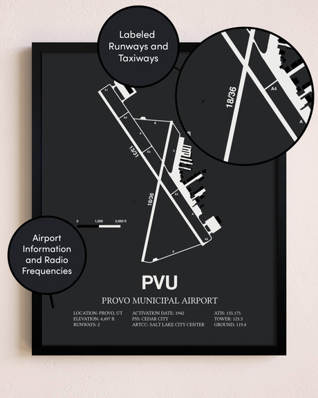 Provo Municipal Airport poster size comparison chart