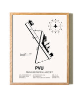 Provo Municipal Airport framed print in natural wood frame