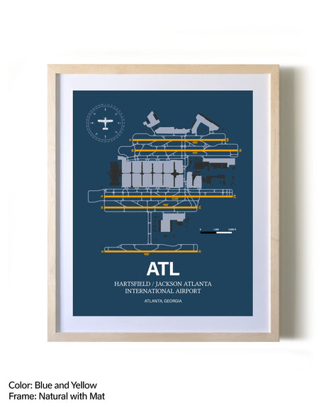 Hartsfield/Jackson Atlanta International Airport framed print in natural wood frame with mat