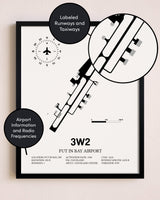 Framed Put in Bay Airport layout wall art poster