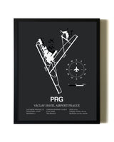 Unframed Vaclav Havel Airport Prague map print poster