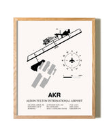 Akron Fulton International Airport framed print in natural wood frame