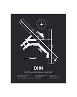 Gray Framed Dothan Regional Airport layout wall art poster