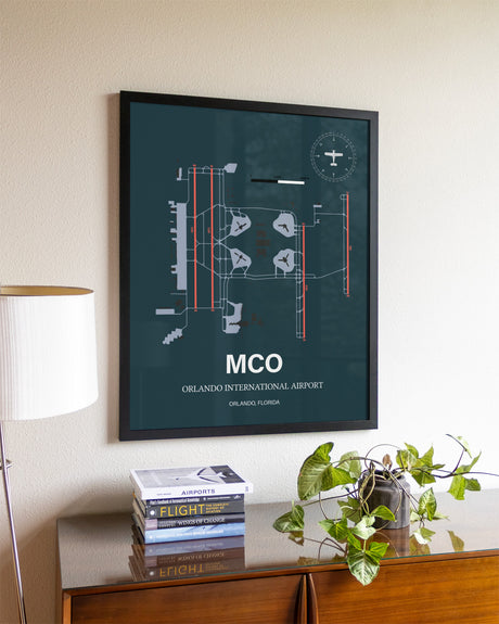 Framed Orlando International Airport layout wall art poster