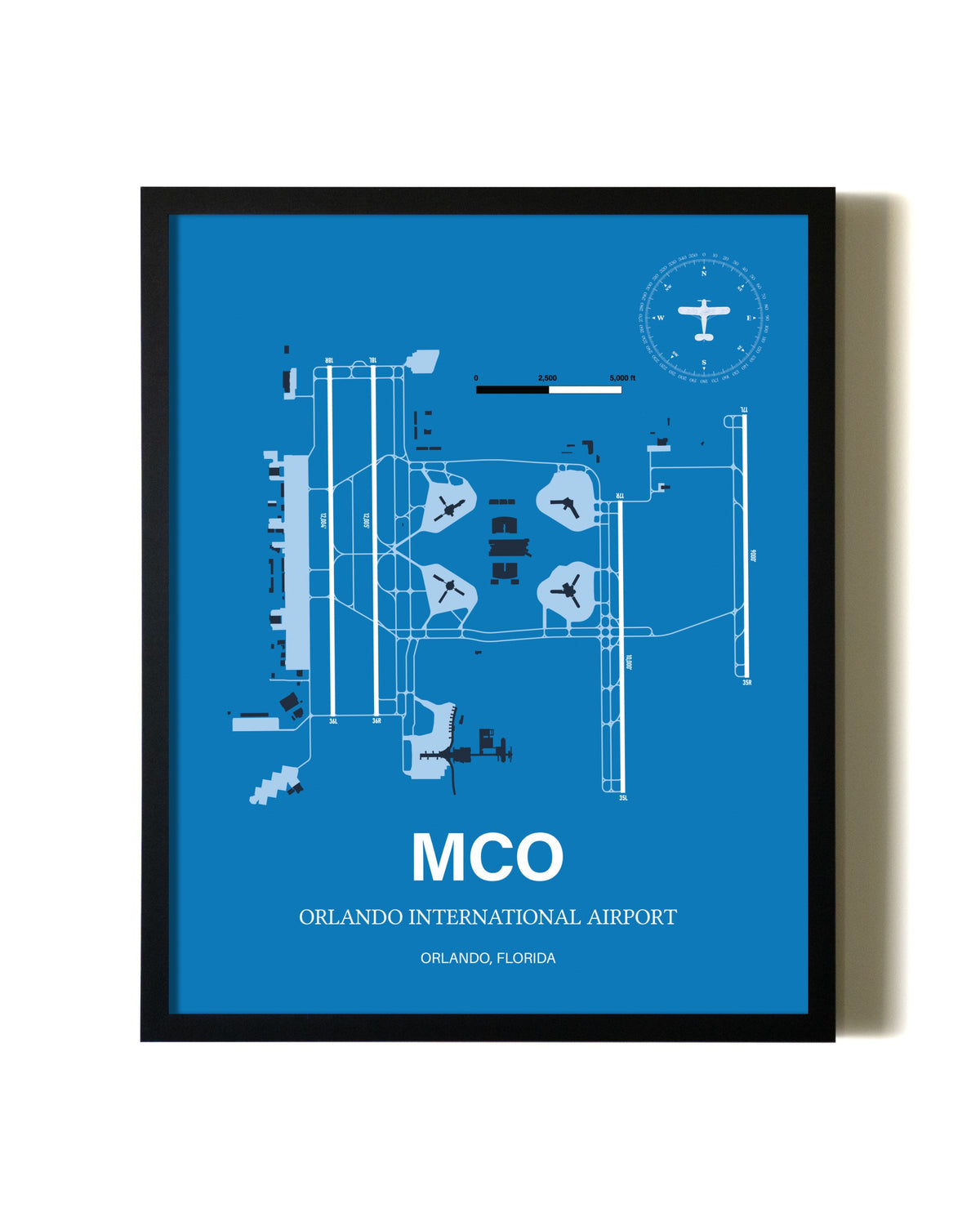 Framed Orlando International Airport wall art poster in black frame