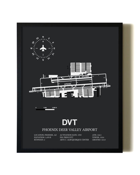 Unframed Phoenix Deer Valley Airport map print poster