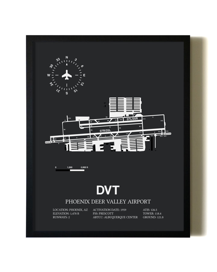 Unframed Phoenix Deer Valley Airport map print poster