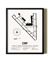 Framed Corpus Christi International Airport wall art poster in black frame