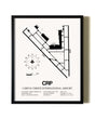 Framed Corpus Christi International Airport wall art poster in black frame