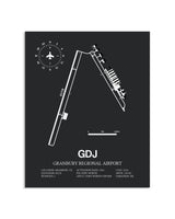 Gray Framed Granbury Regional Airport layout wall art poster