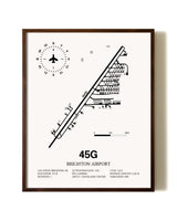 Brighton Airport aviation print in walnut frame