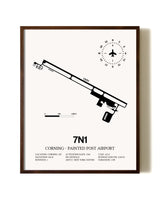 Corning - Painted Post Airport aviation print in walnut frame