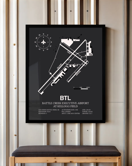 Frame color options for Battle Creek Executive Airport At Kellogg Field Wall Art