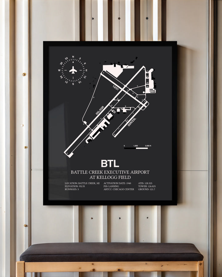 Frame color options for Battle Creek Executive Airport At Kellogg Field Wall Art