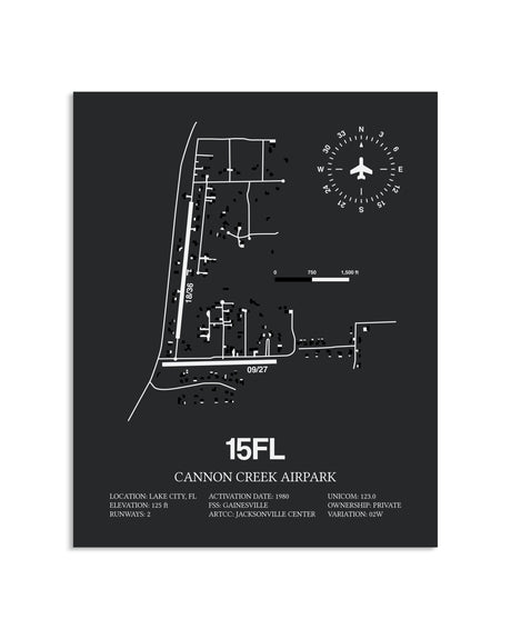 Gray Framed Cannon Creek Airpark layout wall art poster