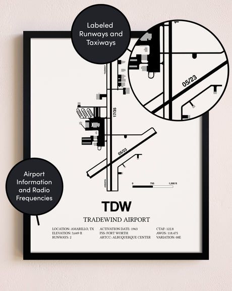Framed Tradewind Airport layout wall art poster