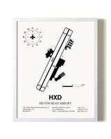 Hilton Head Airport airport map poster in oak frame