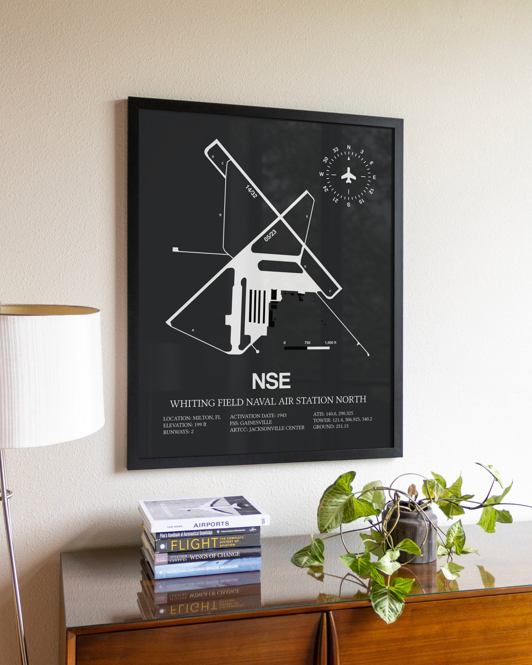 Gray Framed Whiting Field Naval Air Station North wall art poster in black frame