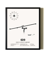 Framed Iosco County Airport wall art poster in black frame