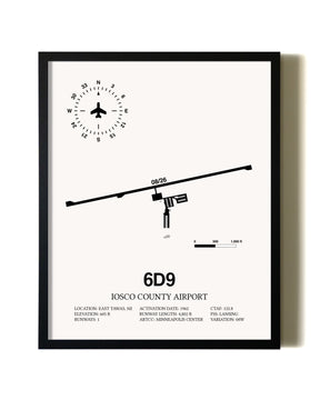 Framed Iosco County Airport wall art poster in black frame