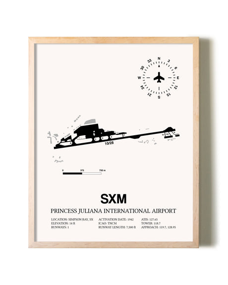 Princess Juliana International Airport framed wall art in white frame