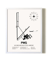 McGregor Executive Airport airport map poster in oak frame