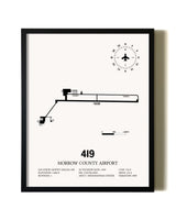 Framed Morrow County Airport wall art poster in black frame