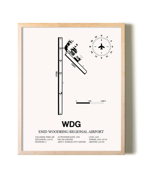 Enid Woodring Regional Airport framed wall art in white frame
