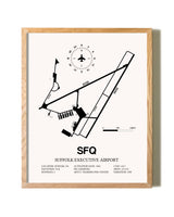 Suffolk Executive Airport framed print in natural wood frame