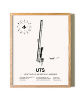Huntsville Municipal Airport framed print in natural wood frame