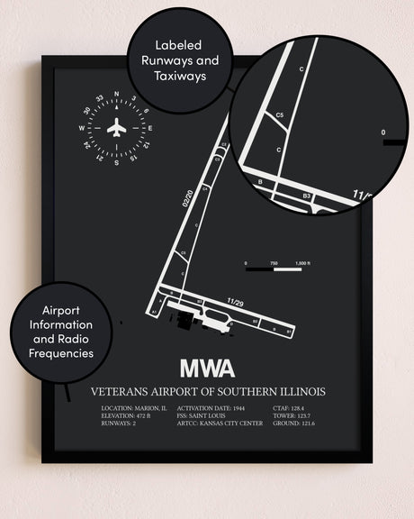 Veterans Airport Of Southern Illinois poster size comparison chart
