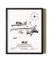 Framed Melbourne Orlando International Airport wall art poster in black frame
