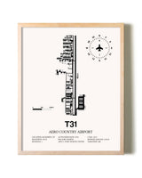Aero Country Airport framed wall art in white frame