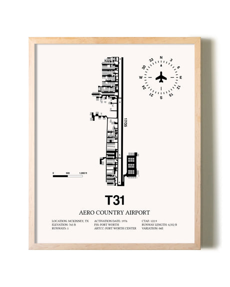 Aero Country Airport framed wall art in white frame