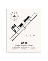 Gray Conway Regional Airport framed poster displayed in an airplane hangar