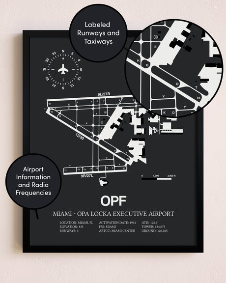 Miami-Opa Locka Executive Airport poster size comparison chart